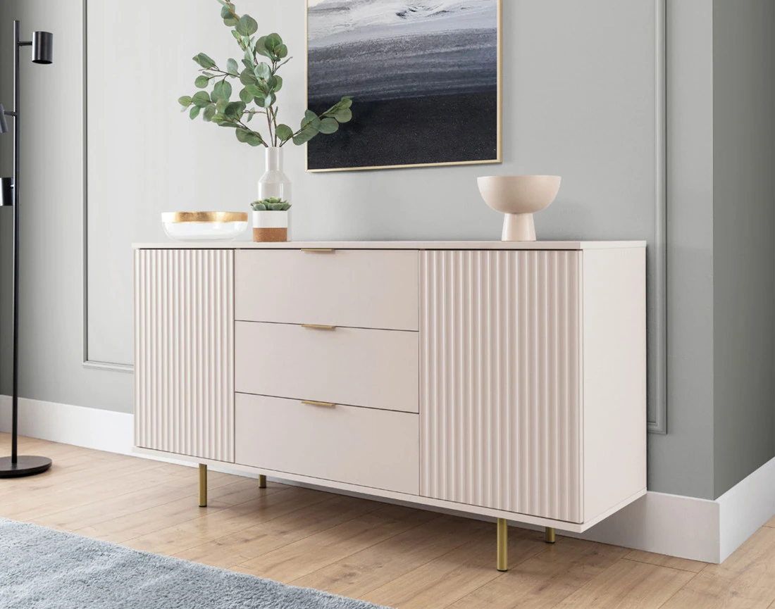 Buffet beige 3 tiroirs et 2...
