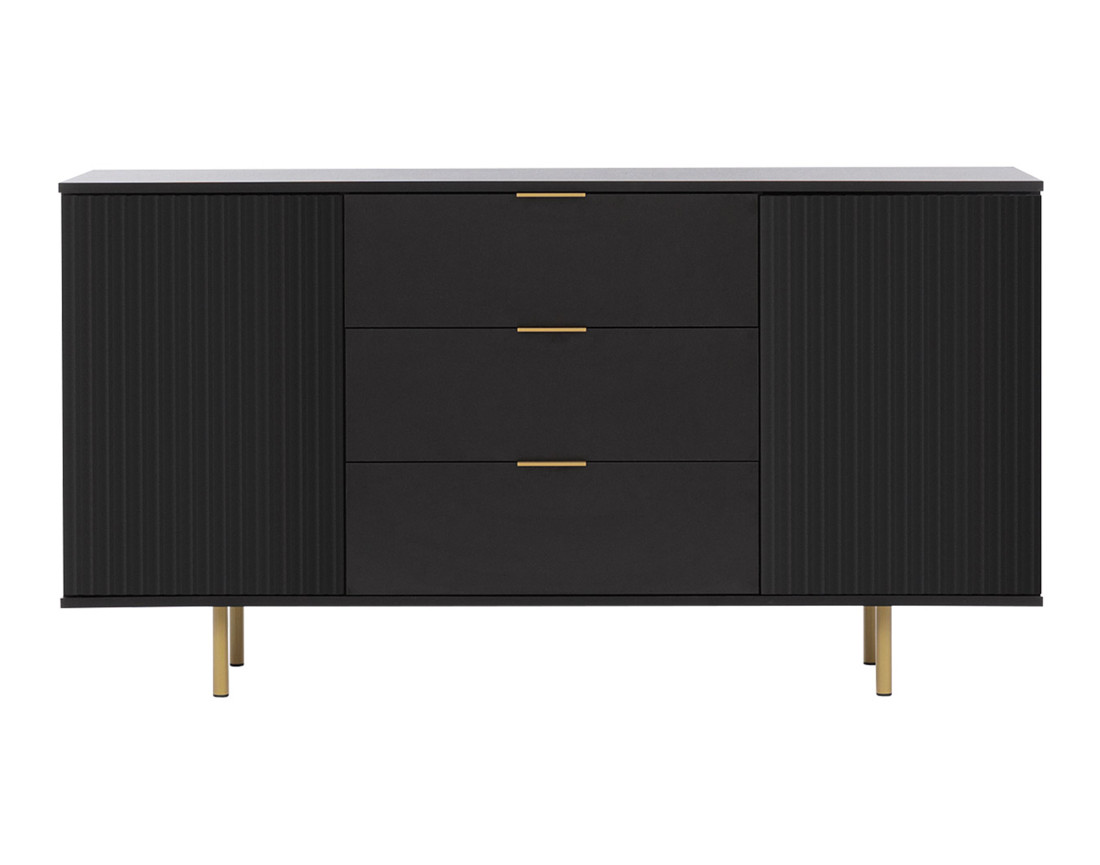 Buffet noir 3 tiroirs et 2 portes 150cm Monica