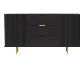 Buffet noir 3 tiroirs et 2 portes 150cm Monica