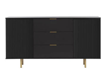 Buffet noir 3 tiroirs et 2 portes 150cm Monica