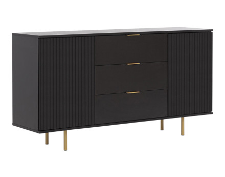 Buffet noir 3 tiroirs et 2 portes 150cm Monica