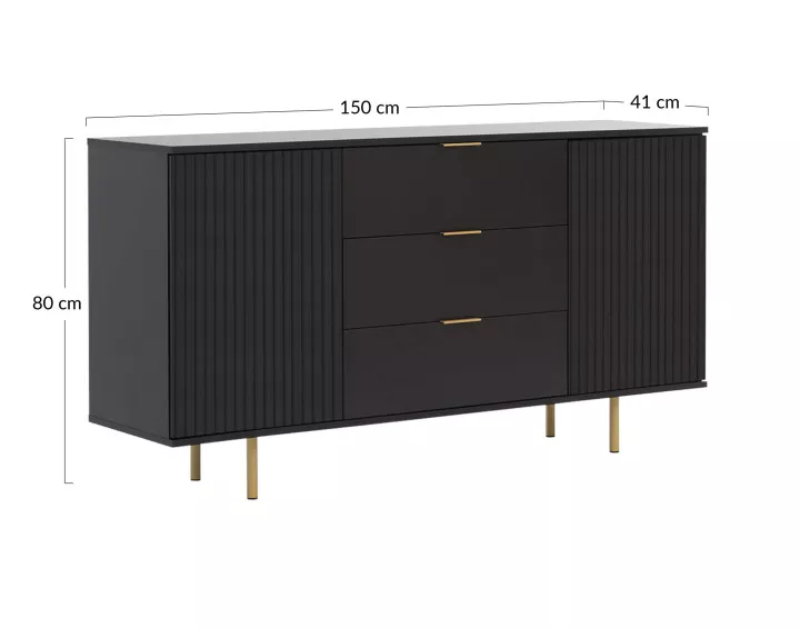 Buffet noir 150cm Monica