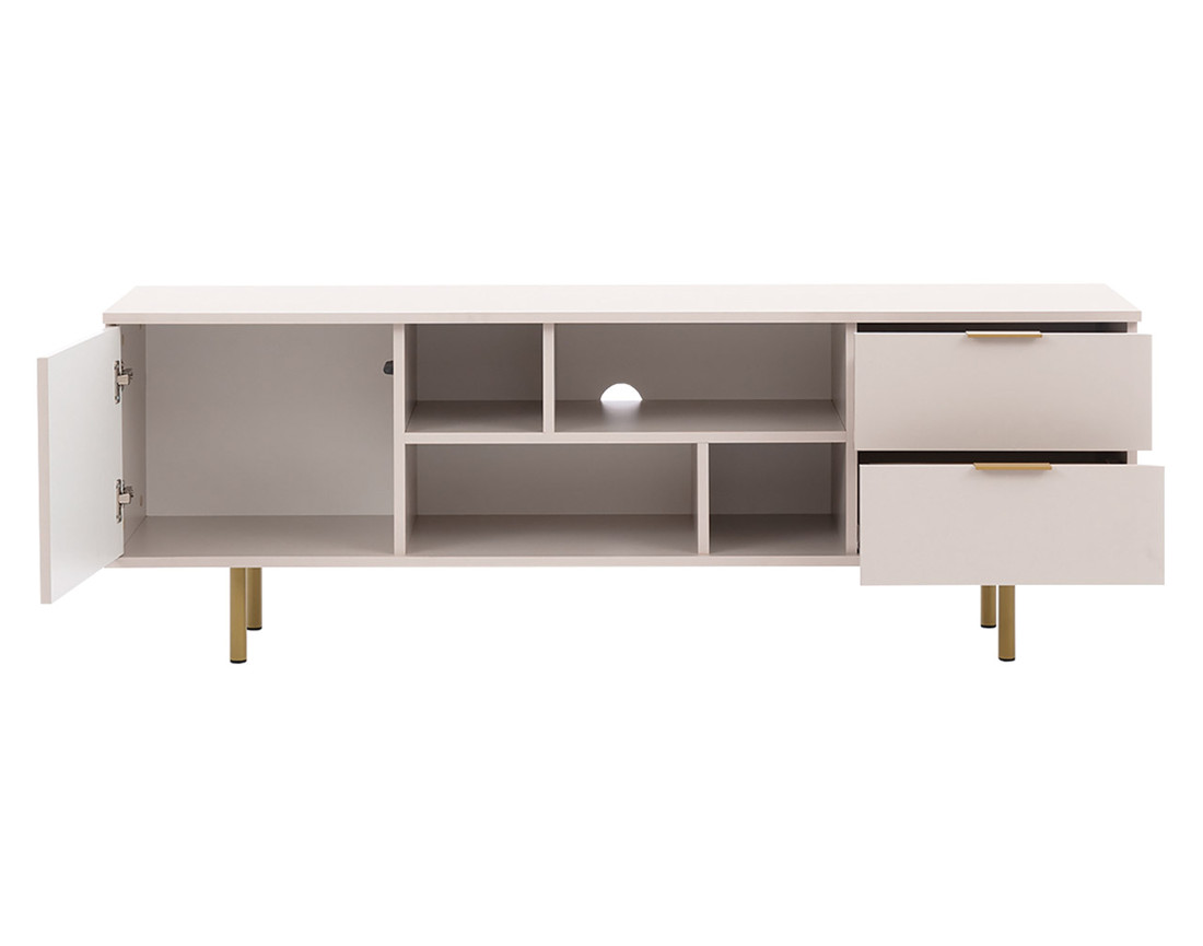 Meuble TV beige 4 niches et 2 portes 150cm Monica