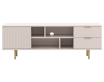 Meuble TV beige 4 niches et 2 portes 150cm Monica