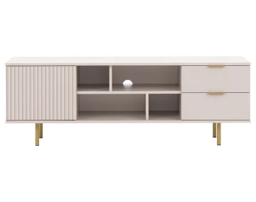 Meuble TV beige 4 niches et 2 portes 150cm Monica
