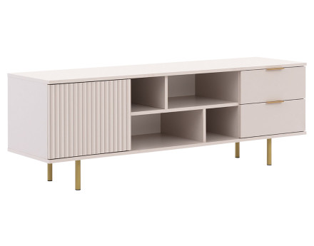 Meuble TV beige 4 niches et 2 portes 150cm Monica