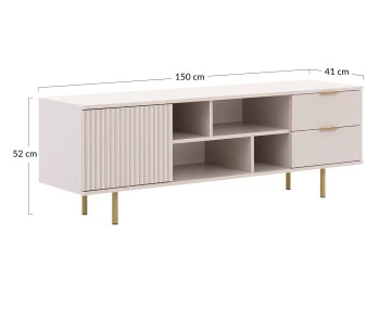 Meuble TV beige 4 niches et 2 portes 150cm Monica