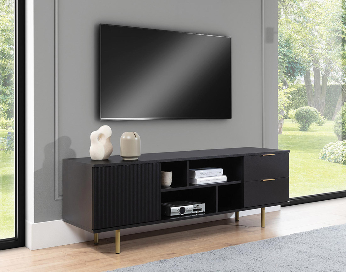 Meuble TV noir 150cm Monica