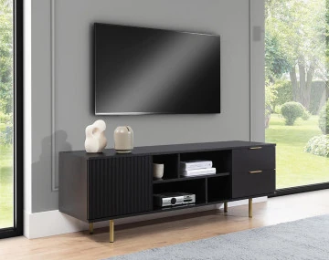 Meuble TV noir 4 niches et...