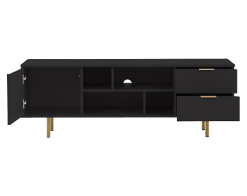 Meuble TV noir 4 niches et 2 portes 150cm Monica