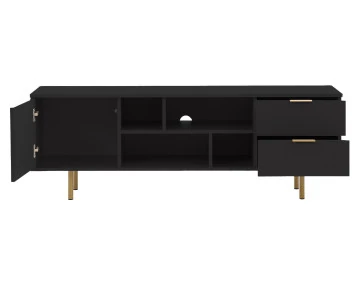 Meuble TV noir 4 niches et 2 portes 150cm Monica