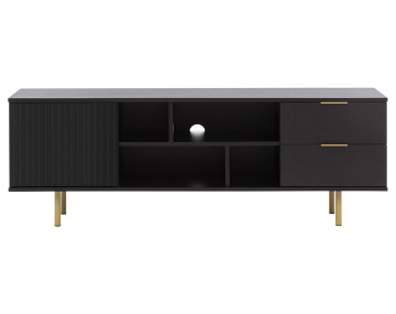 Meuble TV noir 4 niches et 2 portes 150cm Monica