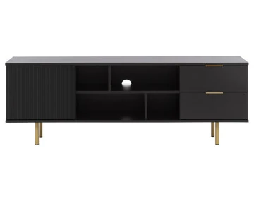 Meuble TV noir 4 niches et 2 portes 150cm Monica