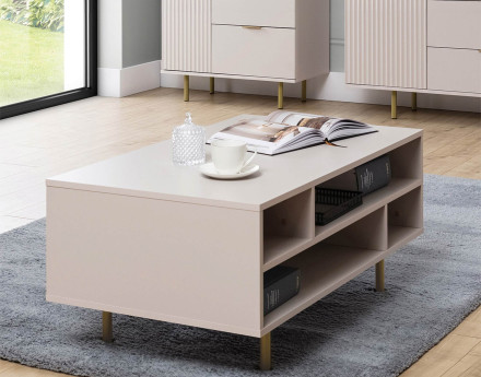 Table basse beige 5 niches 100cm Monica