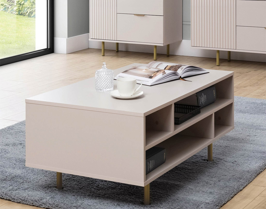 Table basse beige 5 niches 100cm Monica
