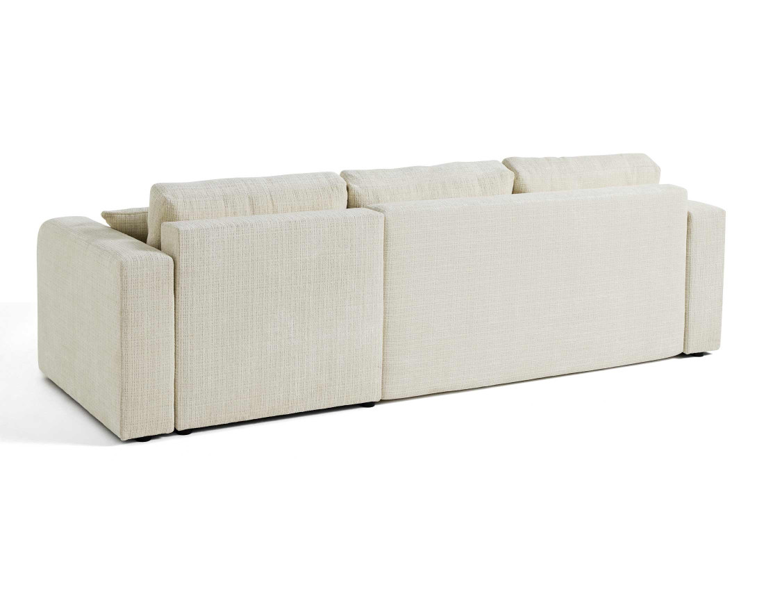 Canapé d'angle réversible 4 places convertible avec coffre en velours texturé Miro