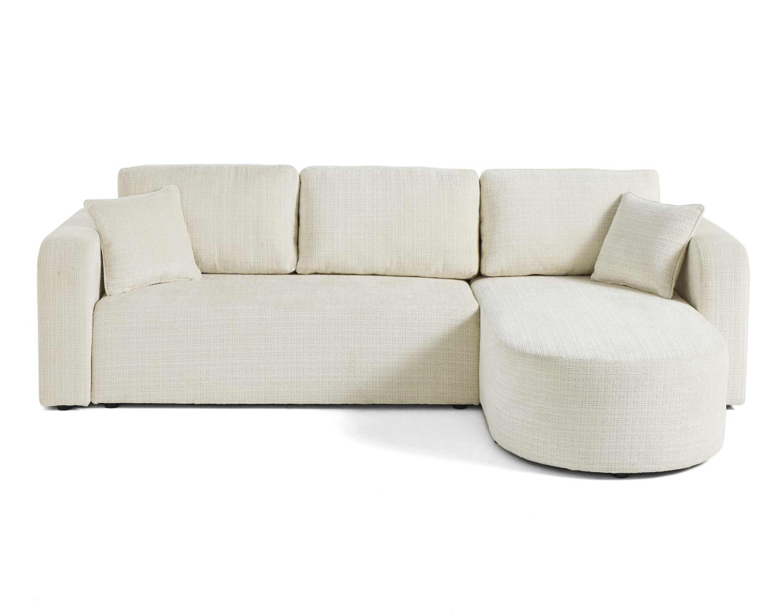 Canapé d'angle réversible 4 places convertible avec coffre en velours texturé Miro