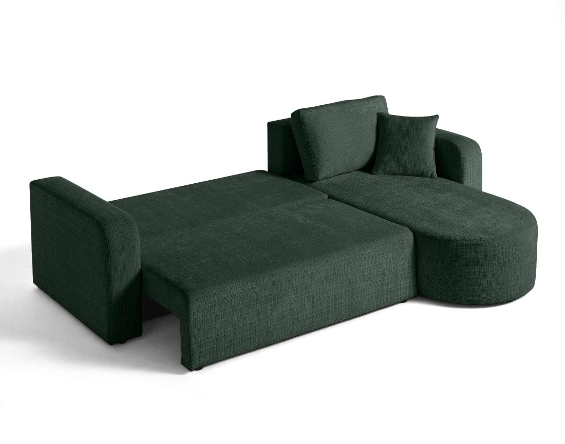 Canapé d'angle réversible 4 places convertible avec coffre en velours texturé Miro