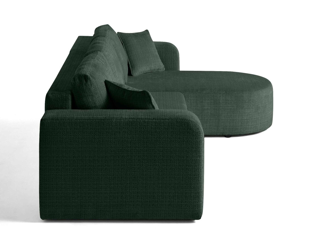 Canapé d'angle réversible 4 places convertible avec coffre en velours texturé Miro