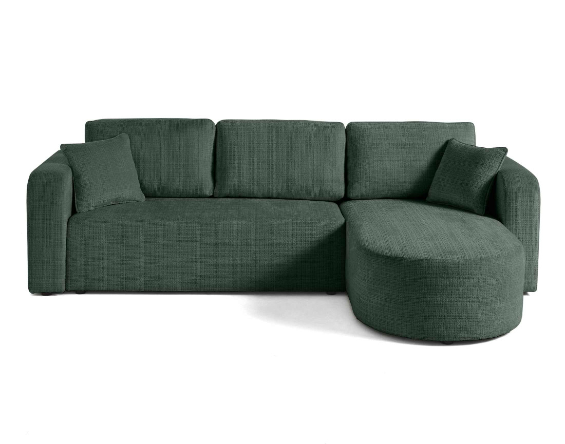 Canapé d'angle réversible 4 places convertible avec coffre en velours texturé Miro