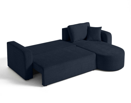 Canapé d'angle réversible 4 places convertible avec coffre en velours texturé Miro