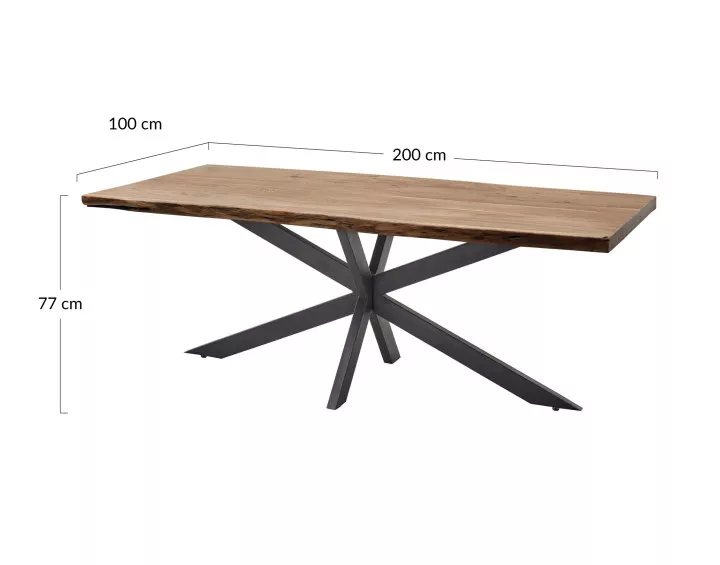 Table à manger bois et noir 200cm Buenavista