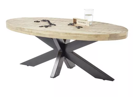 Table basse bois et noir 120cm Manzanilla