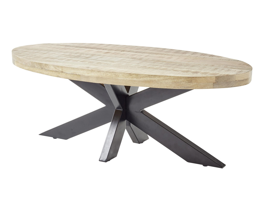 Table basse bois et noir 120cm Manzanilla