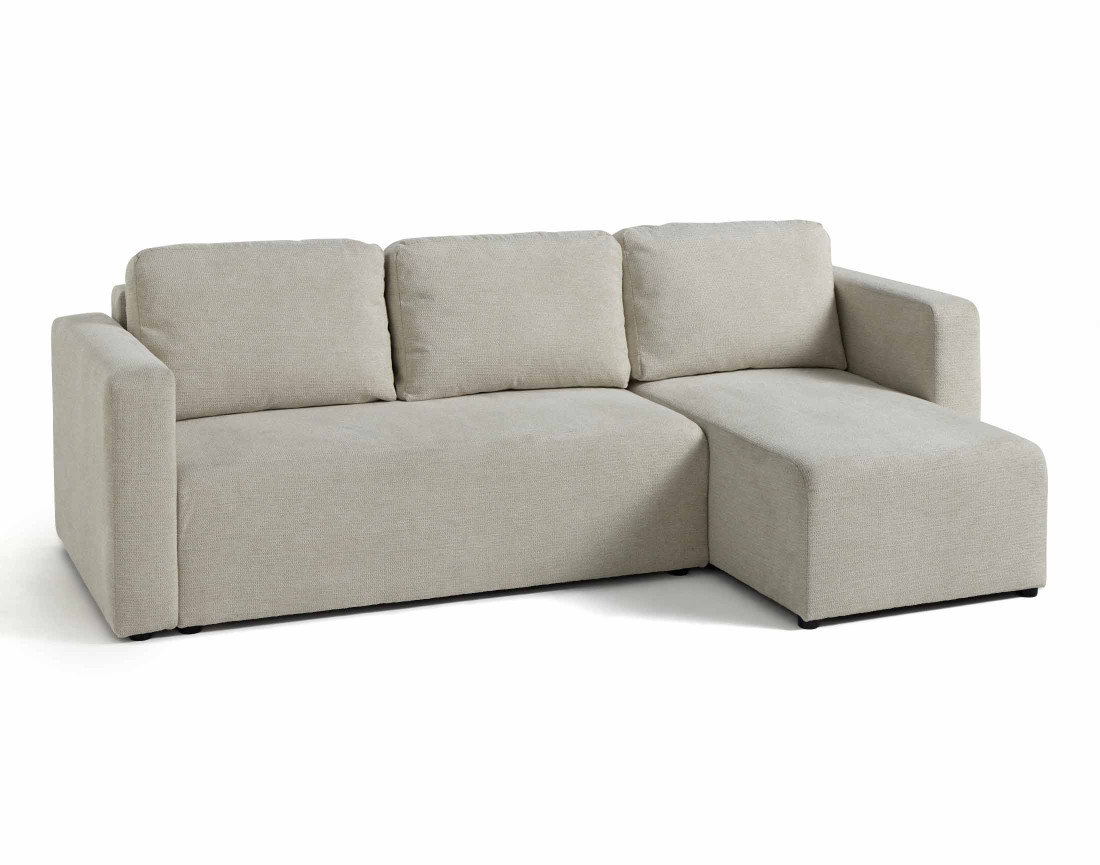 Canapé d'angle réversible 4 places convertible avec coffre en tissu texturé Canopy Canapé d'angle réversible 4 places convertible avec coffre en tissu texturé Canopy