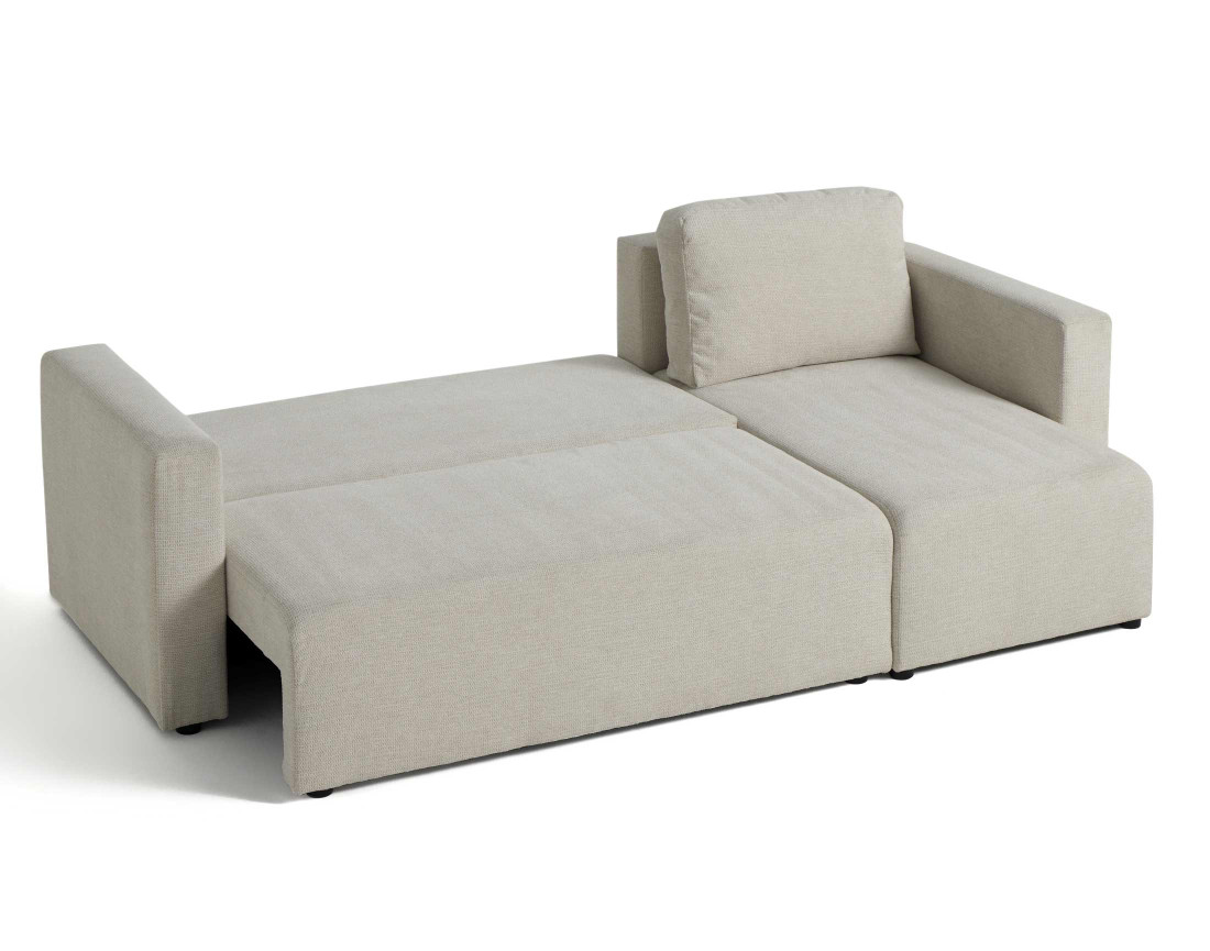 Canapé d'angle réversible 4 places convertible avec coffre en tissu texturé Canopy Canapé d'angle réversible 4 places convertible avec coffre en tissu texturé Canopy