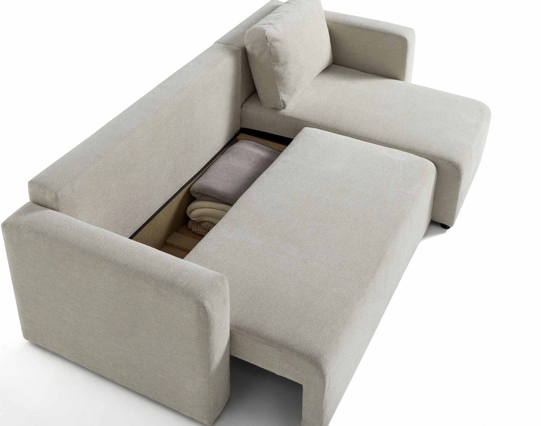 Canapé d'angle réversible 4 places convertible avec coffre en tissu texturé Canopy Canapé d'angle réversible 4 places convertible avec coffre en tissu texturé Canopy