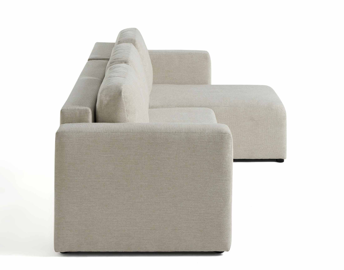 Canapé d'angle réversible 4 places convertible avec coffre en tissu texturé Canopy Canapé d'angle réversible 4 places convertible avec coffre en tissu texturé Canopy