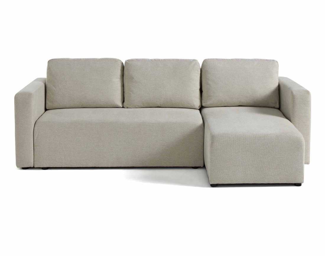 Canapé d'angle réversible 4 places convertible avec coffre en tissu texturé Canopy Canapé d'angle réversible 4 places convertible avec coffre en tissu texturé Canopy