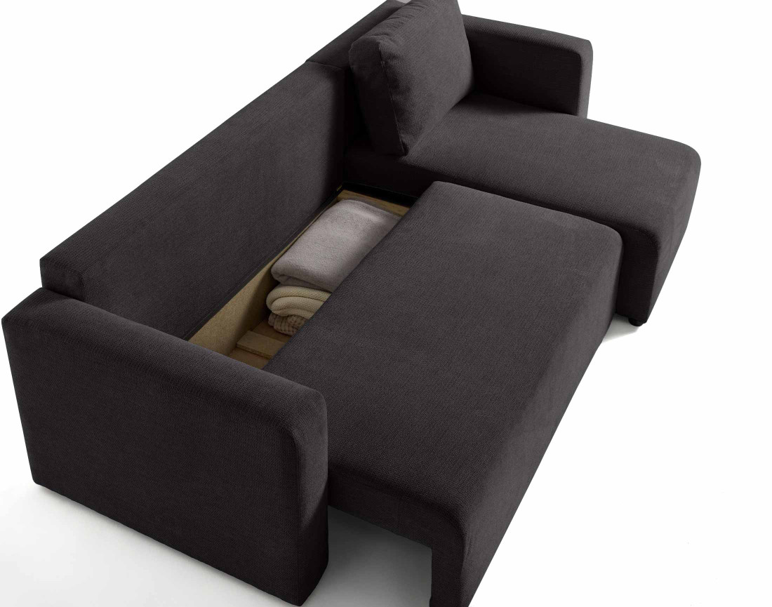 Canapé d'angle réversible 4 places convertible avec coffre en tissu texturé Canopy