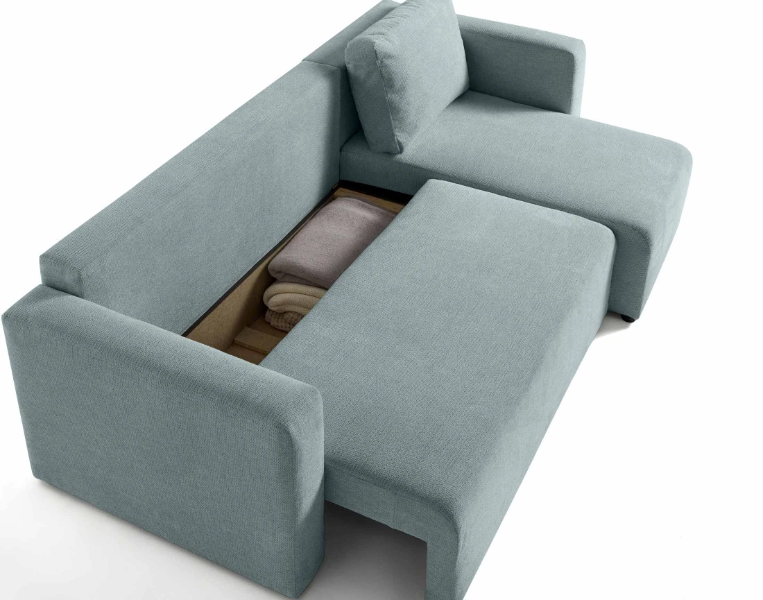 Canapé d'angle réversible 4 places convertible avec coffre en tissu texturé Canopy