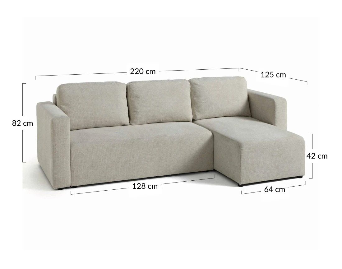 Canapé d'angle réversible 4 places convertible avec coffre en tissu texturé Canopy