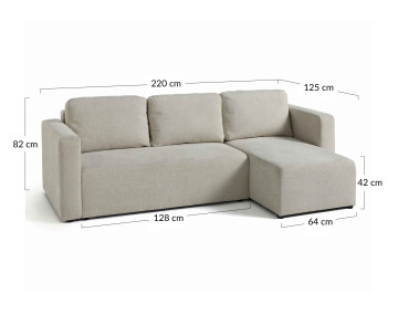 Canapé d'angle réversible 4 places convertible avec coffre en tissu texturé Canopy
