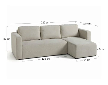 Canapé d'angle réversible 4 places convertible avec coffre en tissu texturé Canopy