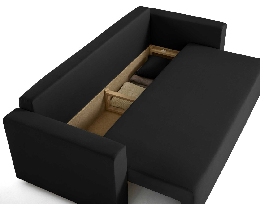 Canapé 3 places convertible avec coffre en tissu Regala Canapé 3 places convertible avec coffre en tissu Regala