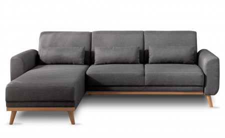 VERA - Canapé d'angle réversible convertible au style scandinave en tissu - 246x88x149cm VERA - Canapé d'angle réversible convertible au style scandinave en tissu - 246x88x149cm