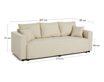 Canapé 3 places convertible avec coffre en tissu Regala