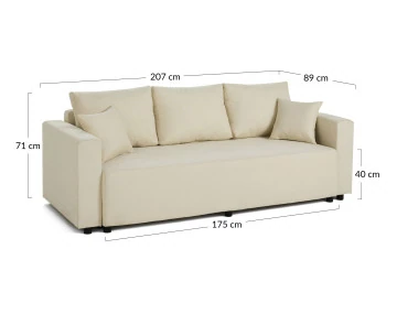 Canapé 3 places convertible avec coffre en tissu Regala