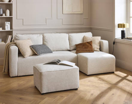 Canapé d'angle réversible 4 places convertible avec coffre en tissu texturé Canopy