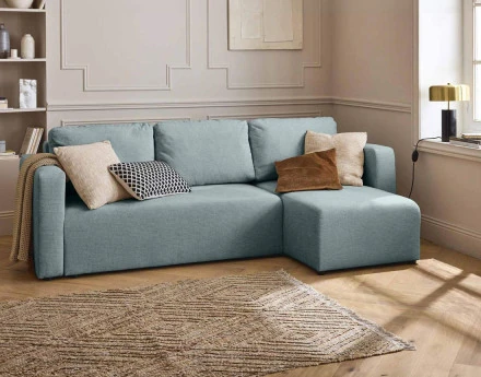 Canapé d'angle réversible 4 places convertible avec coffre en tissu texturé Canopy