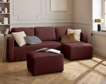 Canapé d'angle réversible 4 places convertible avec coffre en tissu texturé Canopy