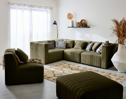 Module d'assise sans accoudoirs en velours Nova