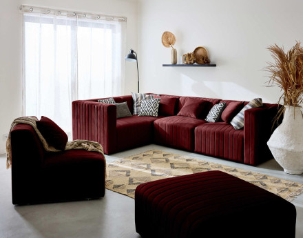 Module d'assise droit en velours Nova