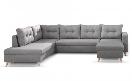 NORDIC - Canapé scandinave d'angle gauche panoramique convertible en tissu - 299x86x188cm NORDIC - Canapé scandinave d'angle gauche panoramique convertible en tissu - 299x86x188cm