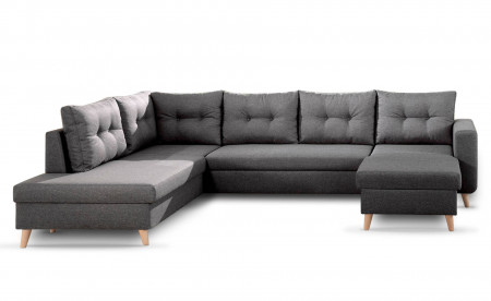 NORDIC - Canapé scandinave d'angle gauche panoramique convertible en tissu - 299x86x188cm NORDIC - Canapé scandinave d'angle gauche panoramique convertible en tissu - 299x86x188cm