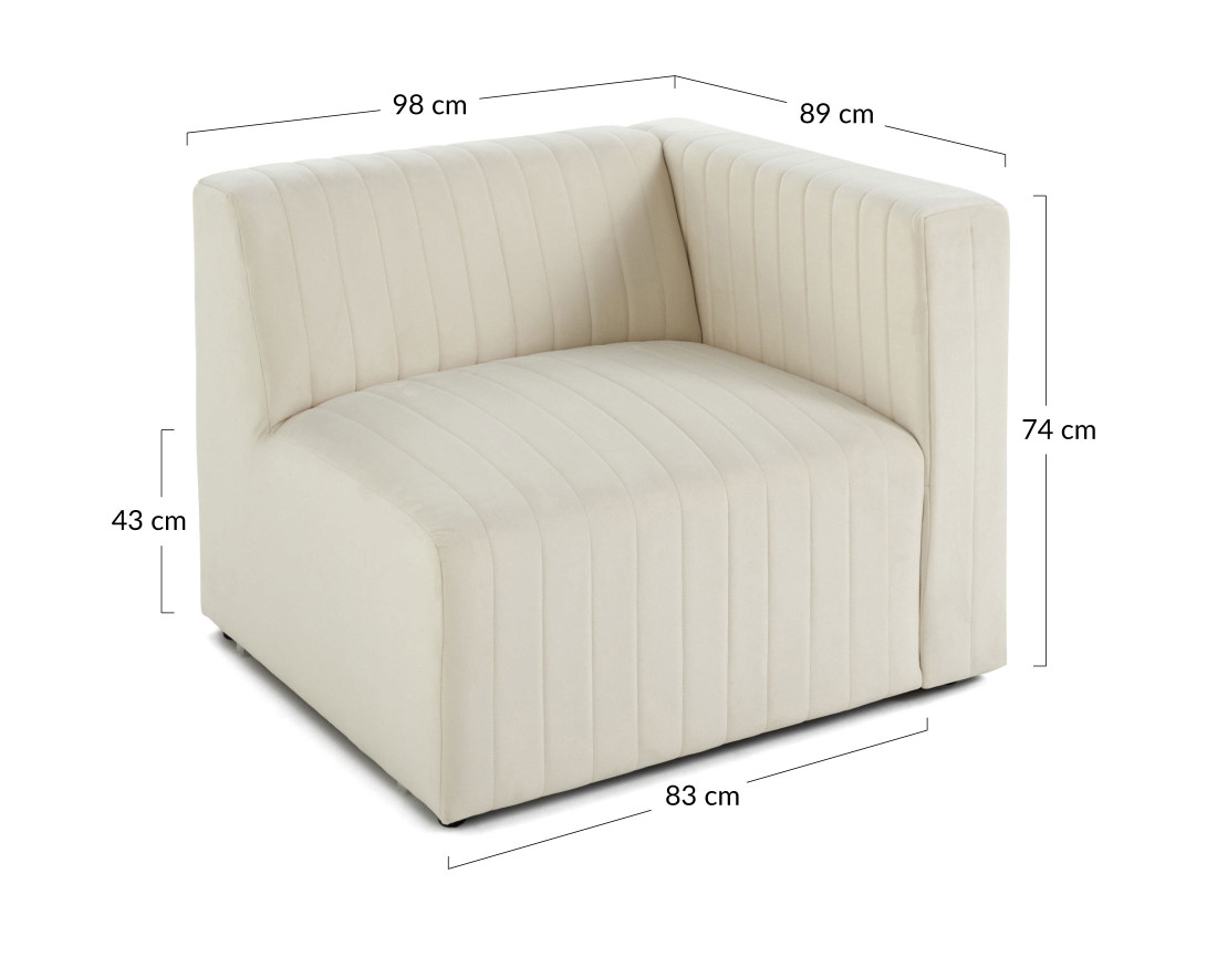 Module d'assise droit en velours Nova
